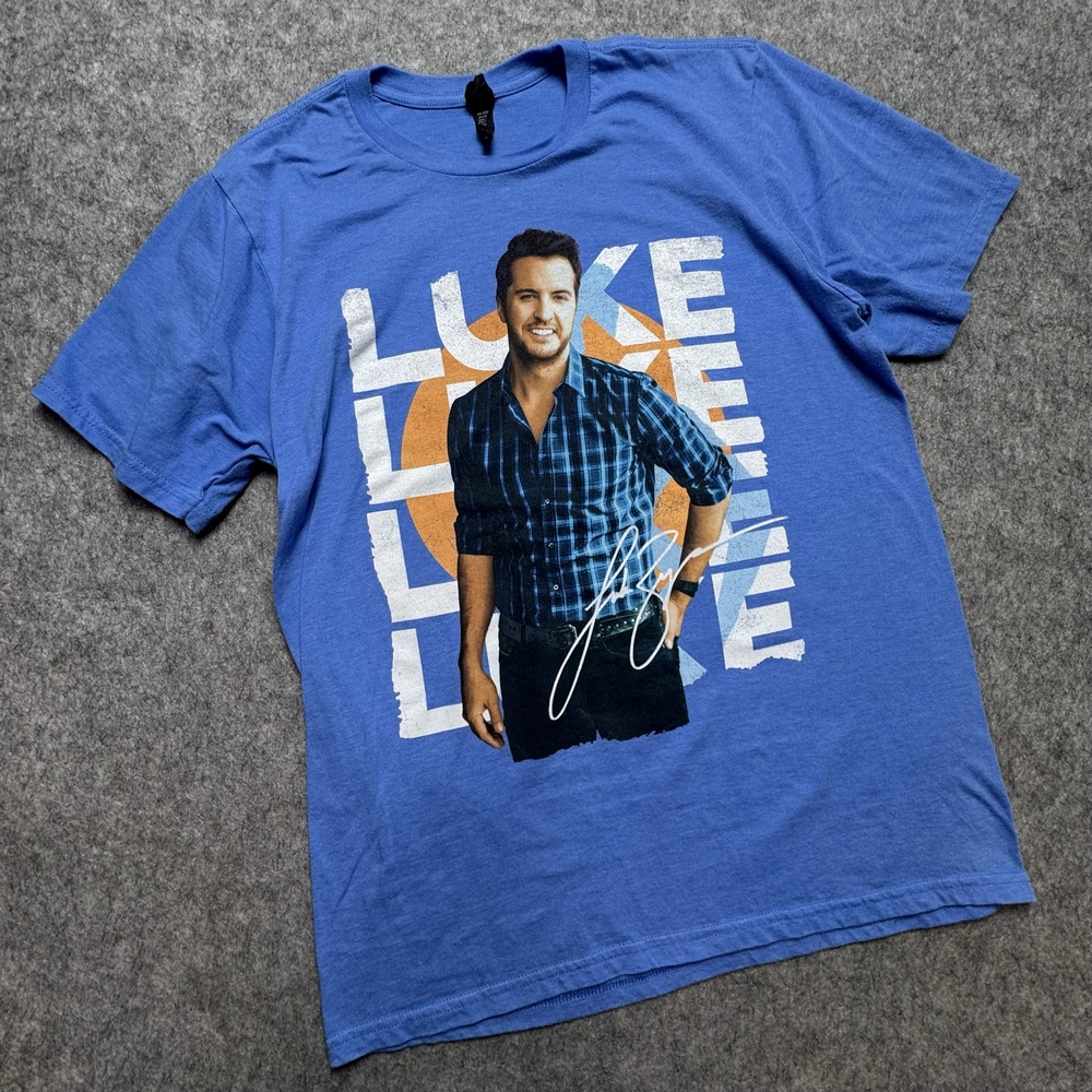 Luke Bryan Shirt Mens Medium Blue Concert Tour Graphic Tee Very Important Tee